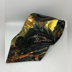 Vintage Prince Gino Woven In Italy Paisley Blue Multicolor Silk Tie 55” x 3.5”